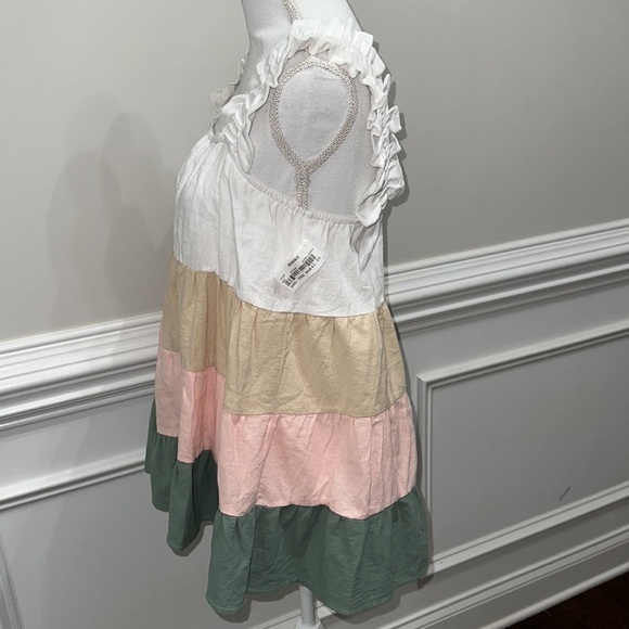 NWT ANDTHEWHY 💯 Cotton Ruffled Sleeveless Multicolored Tiered Top size M - Picture 4 of 6